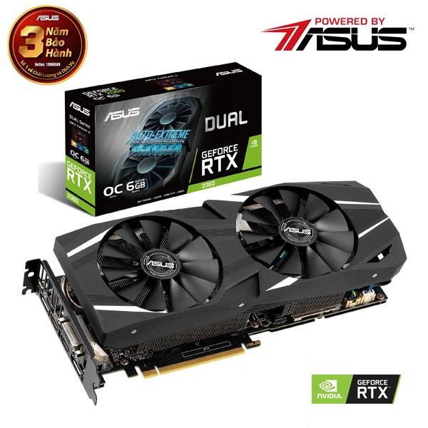 VGA Asus DUAL-RTX2060-O6G (NVIDIA Geforce/ 6Gb/ GDDR6/ 192Bit)