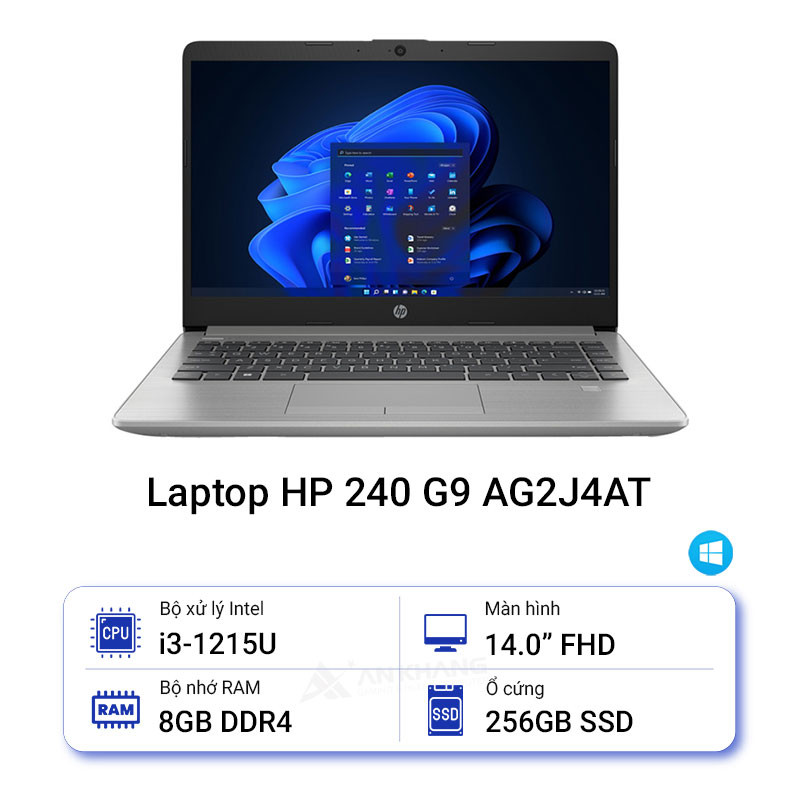 Laptop HP 240 G9 AG2J4AT (i3 1215U/ Ram 8GB/ SSD 256GB/ Windows 11 Home/ 1Y/ Bạc)